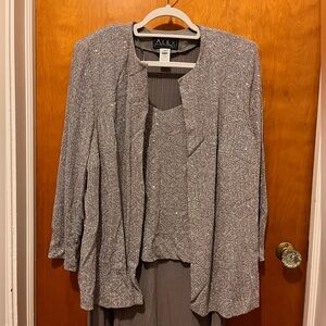 Alex Silver Textured Evening Jacket and Dress Set